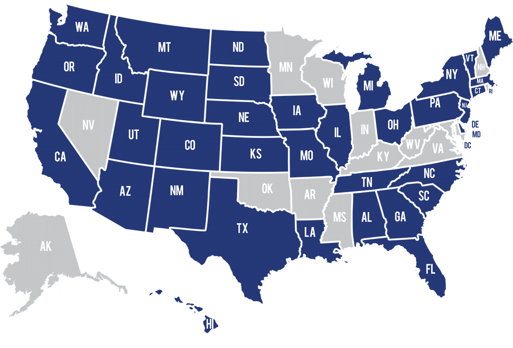 Map showing where CUVM has clients