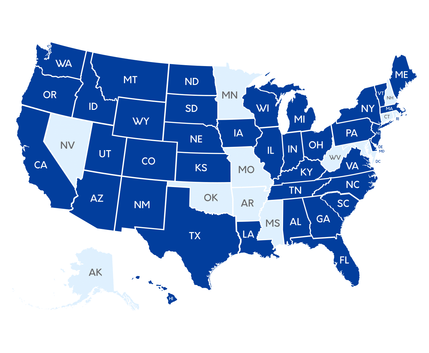 Map showing where CUVM has clients